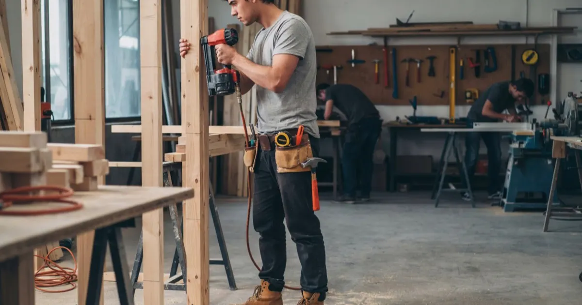 Students training in a construction program