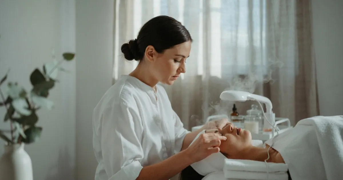 Students training in a esthetics program