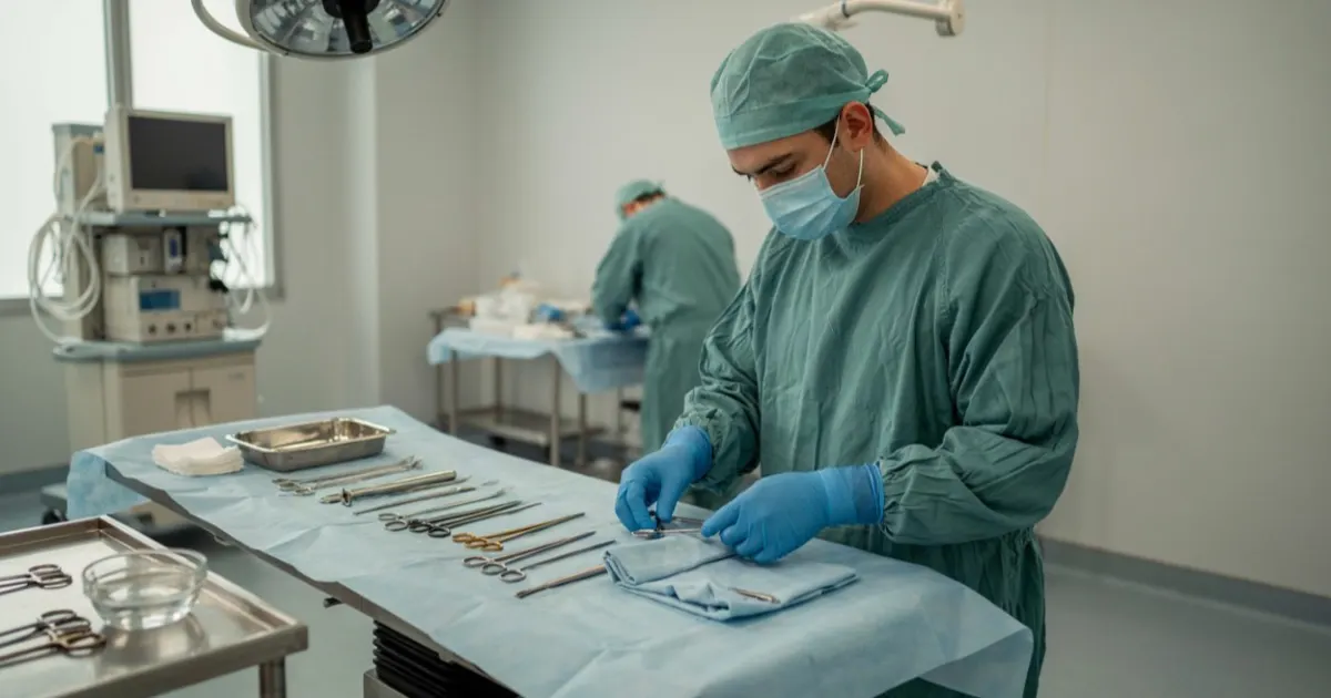 Students training in a surgical tech program